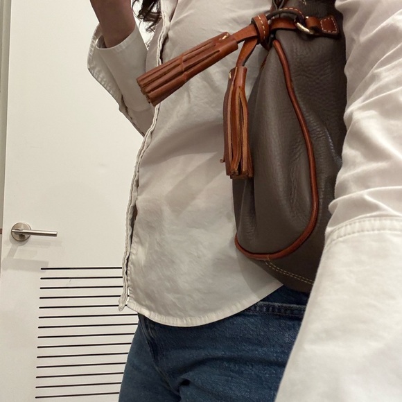 Dooney & Bourke Taupe Leather Hobo Bag - Picture 3 of 8